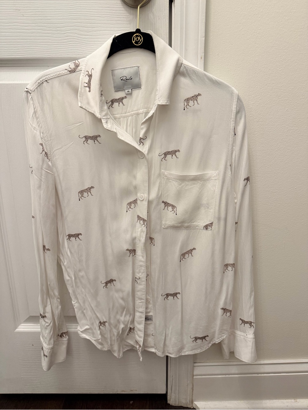 Rails womens White Button-Up Shirt with Brown Tiger Print